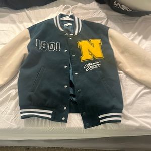Green varsity jacket